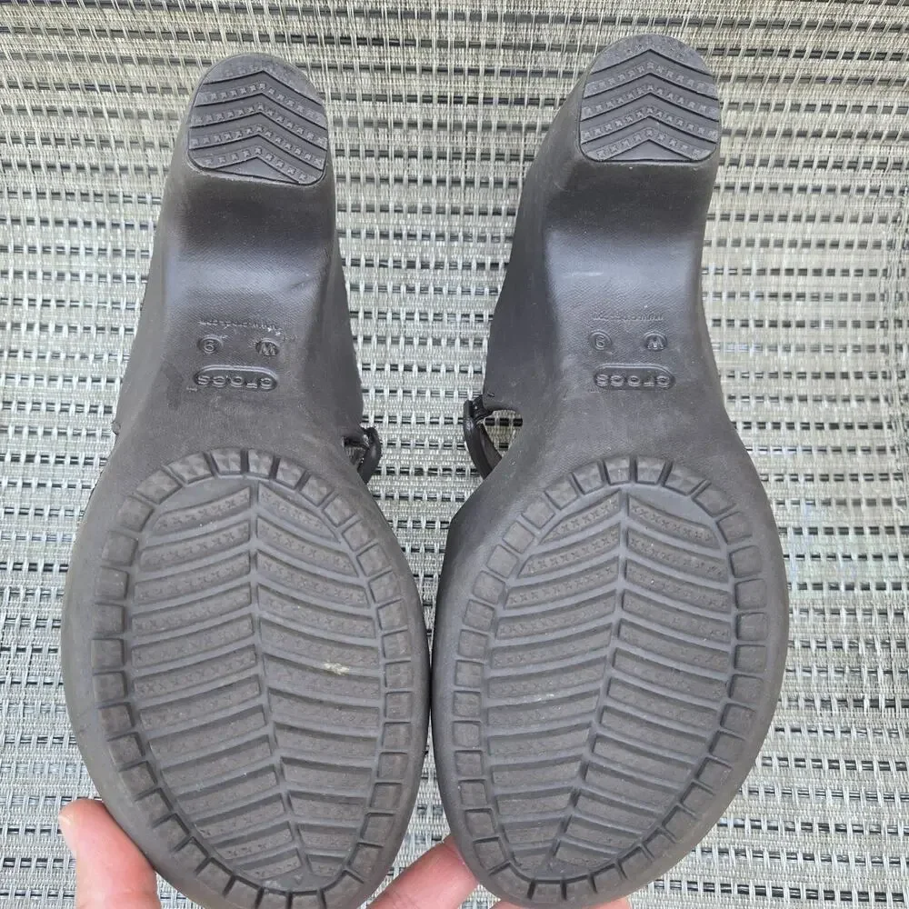 Crocs Women's Cyprus IV Open Toe Slip-on Heel Sandals Strappy Brown Size 9‎